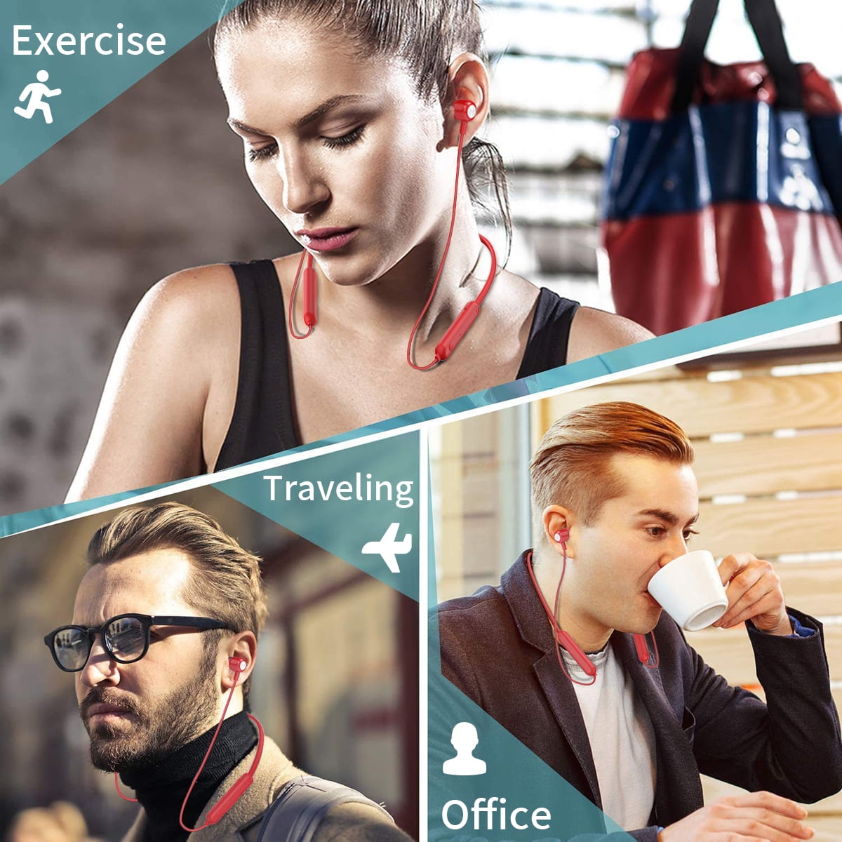 Experience Ultimate Freedom with Our Bluetooth 5.3 Wireless Earbuds - 12 Hours Playtime, IPX7 Waterproof, Perfect for Gym and Running - Stylish Red Design